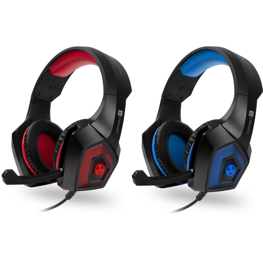 CONNECT IT CHP-5500-RD - LED Wired gaming headphones with a microphone black/red