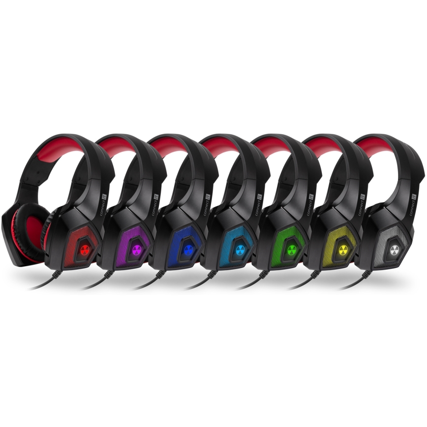 CONNECT IT CHP-5500-RD - LED Wired gaming headphones with a microphone black/red