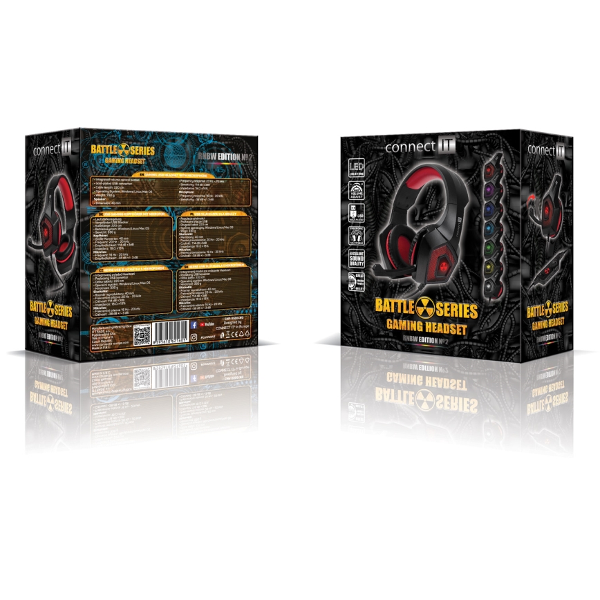 CONNECT IT CHP-5500-RD - LED Wired gaming headphones with a microphone black/red