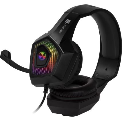 CONNECT IT CHP-5600-BK - LED RGB Wired gaming headphones with a microphone black