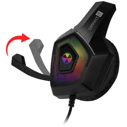 CONNECT IT CHP-5600-BK - LED RGB Wired gaming headphones with a microphone black