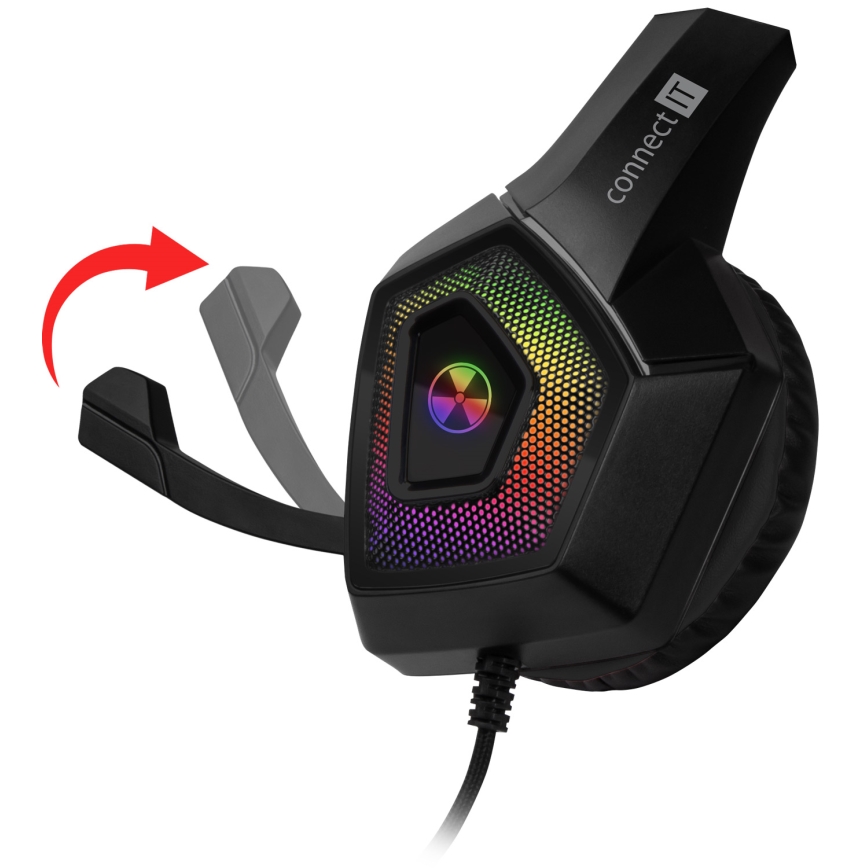 CONNECT IT CHP-5600-BK - LED RGB Wired gaming headphones with a microphone black