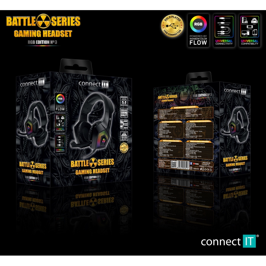 CONNECT IT CHP-5600-BK - LED RGB Wired gaming headphones with a microphone black