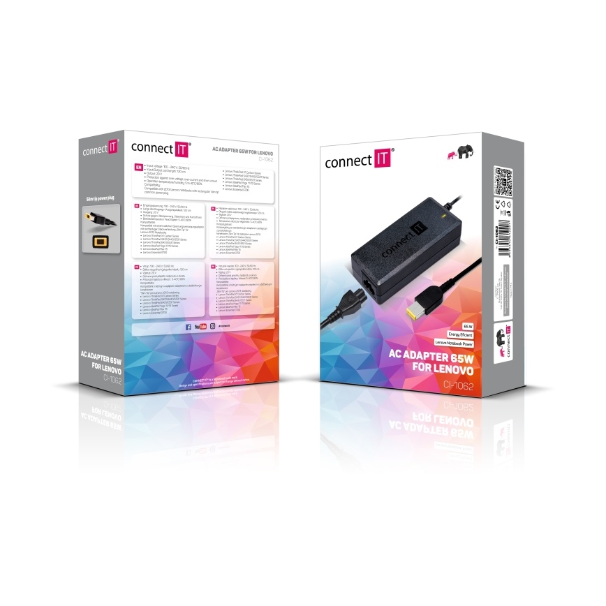 CONNECT IT CI-1062 - Power adapter for Lenovo laptops 65W