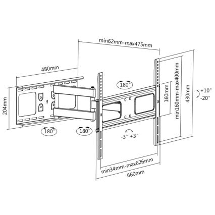 CONNECT IT CI-786 - Wall holder for TV 37-70” black