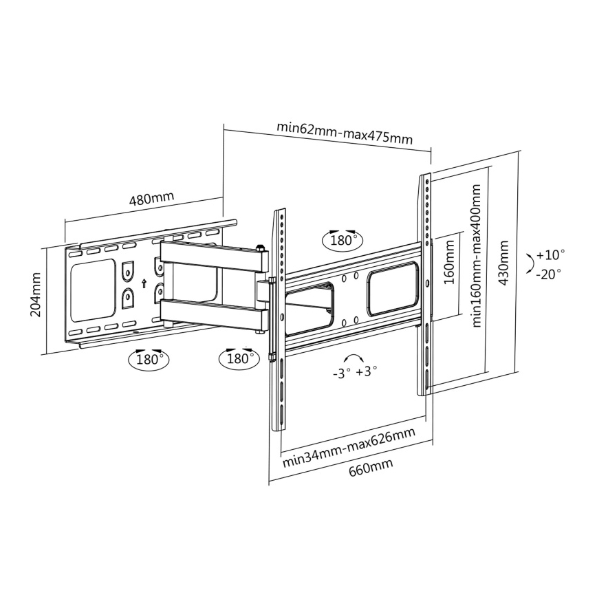 CONNECT IT CI-786 - Wall holder for TV 37-70” black