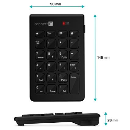 CONNECT IT CKB-0062-BK - Wireless numeric keypad 1xAAA black