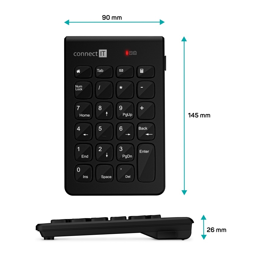 CONNECT IT CKB-0062-BK - Wireless numeric keypad 1xAAA black