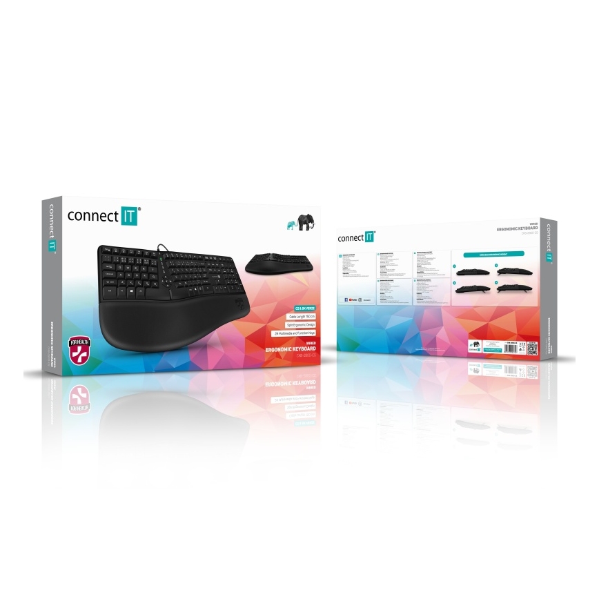 CONNECT IT CKB-2800-CS - Ergonomic wireless keyboard with CZ/SK localization black
