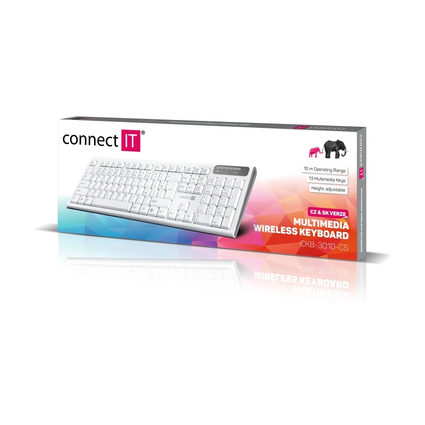 CONNECT IT CKB-3010-CS - Multimedia wireless keyboard with CZ/SK localization 2xAAA white