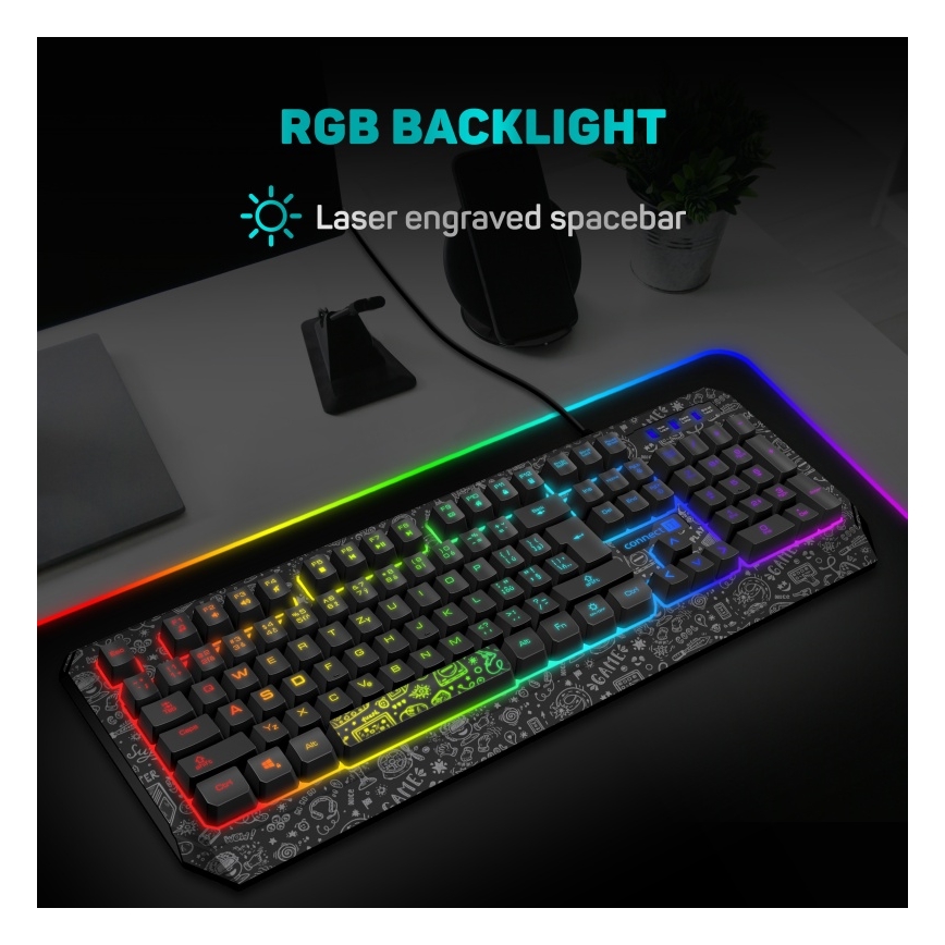 CONNECT IT CKB-3530-DD - LED RGB Wired gaming keyboard with CZ/SK localization black