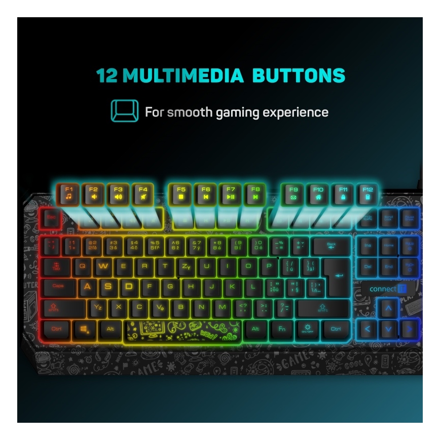 CONNECT IT CKB-3530-DD - LED RGB Wired gaming keyboard with CZ/SK localization black