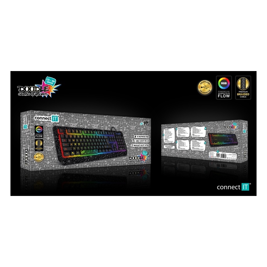 CONNECT IT CKB-3530-DD - LED RGB Wired gaming keyboard with CZ/SK localization black