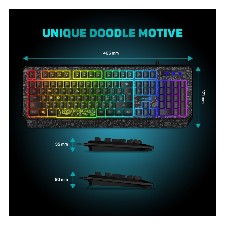 CONNECT IT CKB-3530-DD - LED RGB Wired gaming keyboard with CZ/SK localization black