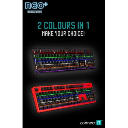 CONNECT IT CKB-3591-CS - LED RGB Wired gaming keyboard with CZ/SK localization black + red frame