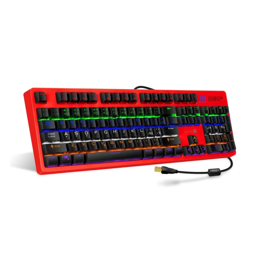 CONNECT IT CKB-3591-CS - LED RGB Wired gaming keyboard with CZ/SK localization black + red frame