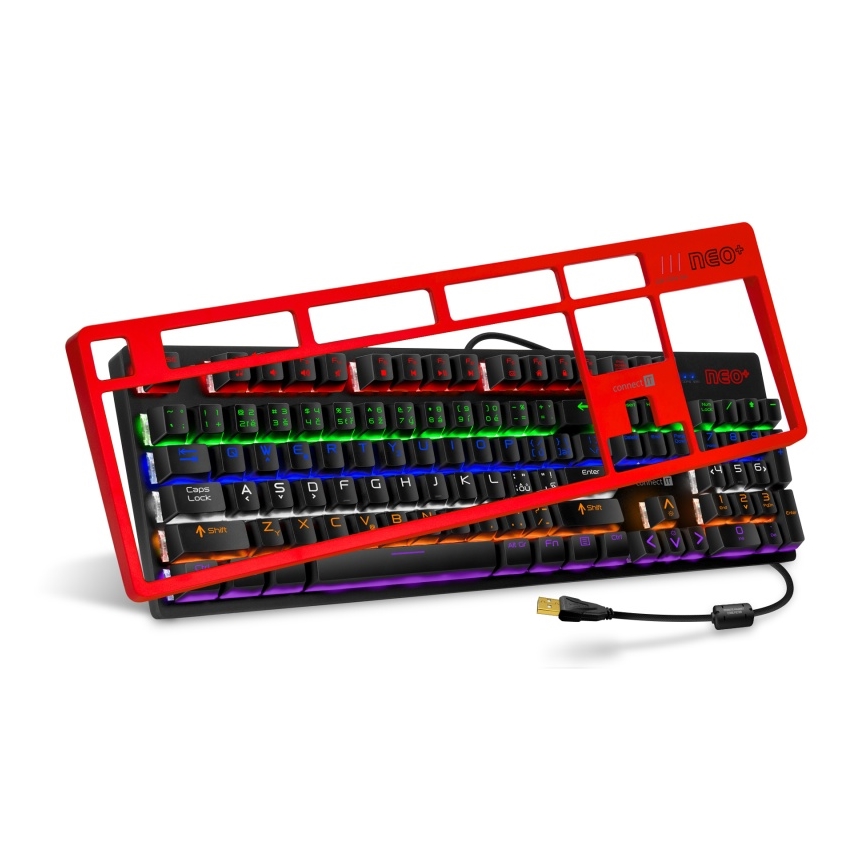 CONNECT IT CKB-3591-CS - LED RGB Wired gaming keyboard with CZ/SK localization black + red frame