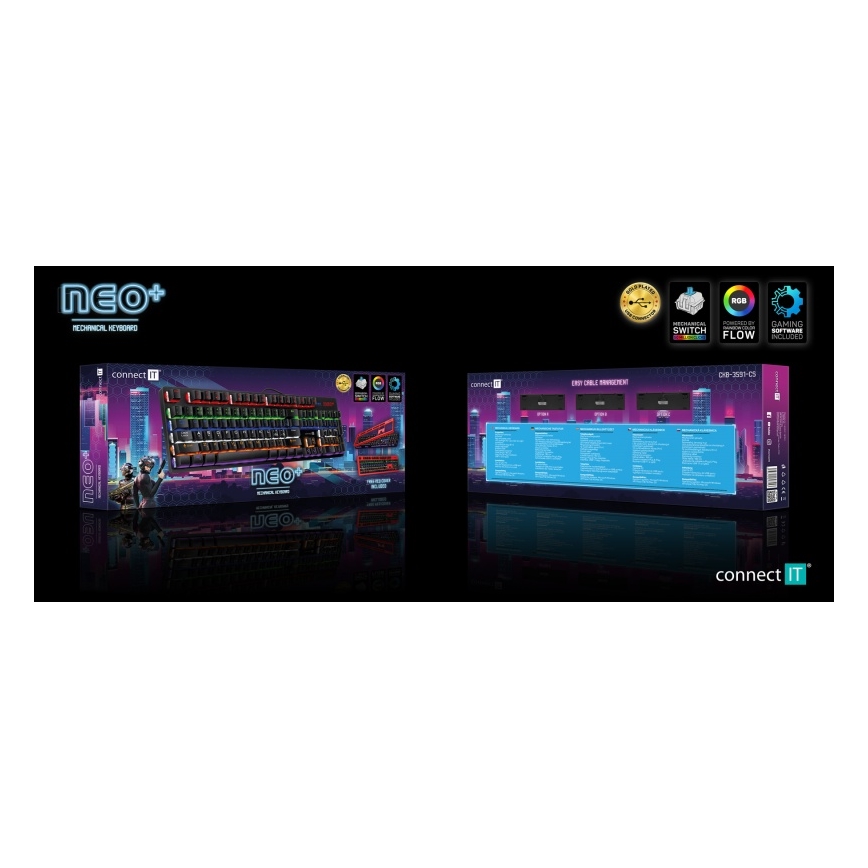 CONNECT IT CKB-3591-CS - LED RGB Wired gaming keyboard with CZ/SK localization black + red frame