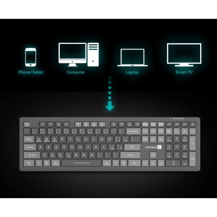 CONNECT IT CKB-5060-CS - Low-profile quiet keyboard with CZ/SK localization 350 mAh