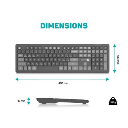 CONNECT IT CKB-5060-CS - Low-profile quiet keyboard with CZ/SK localization 350 mAh