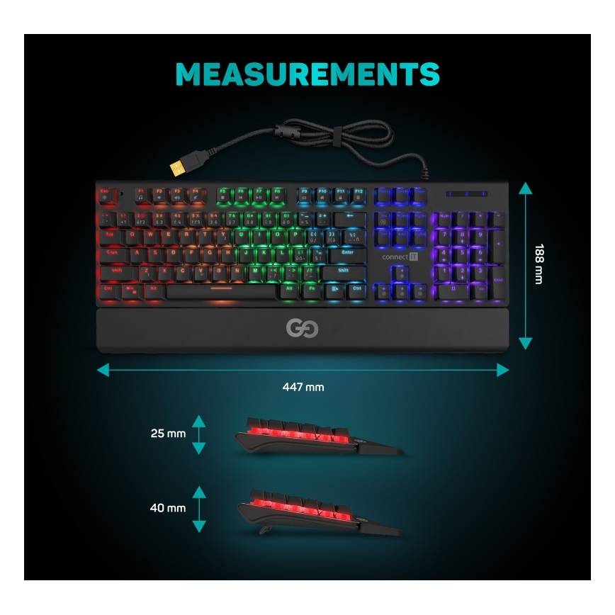 CONNECT IT CKB-7050-CS - LED RGB Wired gaming keyboard with CZ/SK localization black