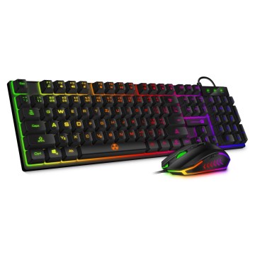 CONNECT IT CKM-3200-CS - LED RGB Wired gaming keyboard and gaming mouse 1200/1800/2400/3600 DPI with CZ/SK localization black