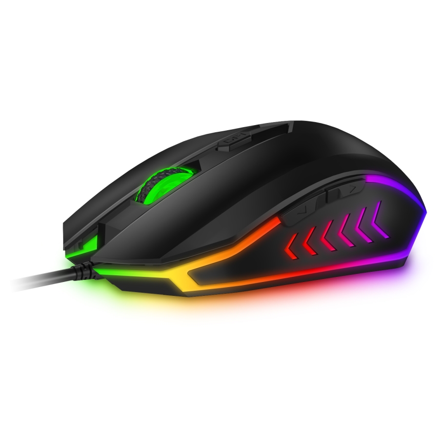 CONNECT IT CKM-3200-CS - LED RGB Wired gaming keyboard and gaming mouse 1200/1800/2400/3600 DPI with CZ/SK localization black