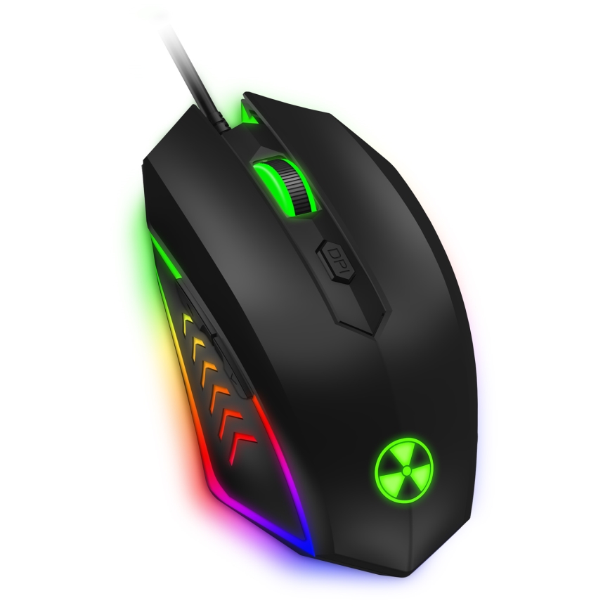 CONNECT IT CKM-3200-CS - LED RGB Wired gaming keyboard and gaming mouse 1200/1800/2400/3600 DPI with CZ/SK localization black