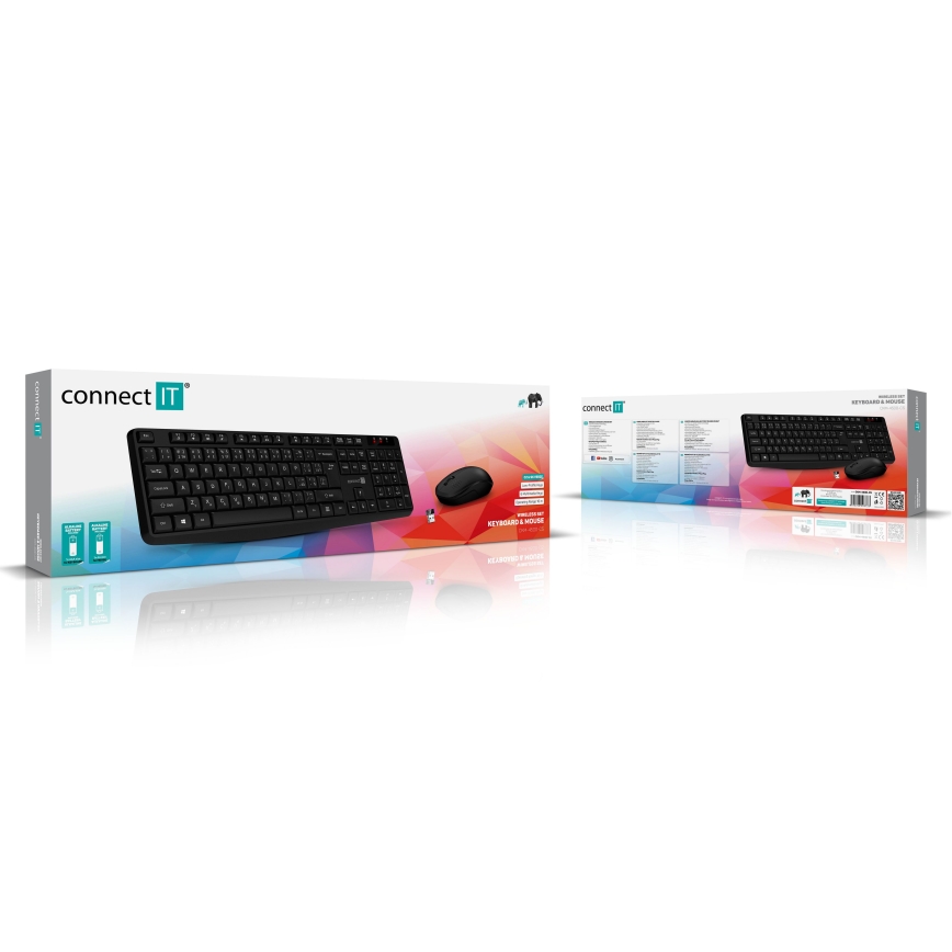 CONNECT IT CKM-4500-CS - Wireless keyboard and mouse 1000 DPI with CZ/SK localization 1xAAA + 1xAA black