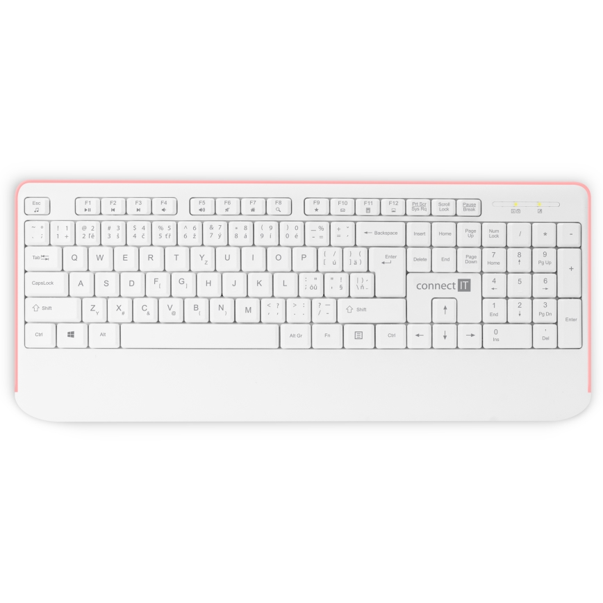 CONNECT IT CKM-7801-CS - Wireless keyboard and mouse 1200 DPI with CZ/SK localization 1xAAA + 1xAA white/pink