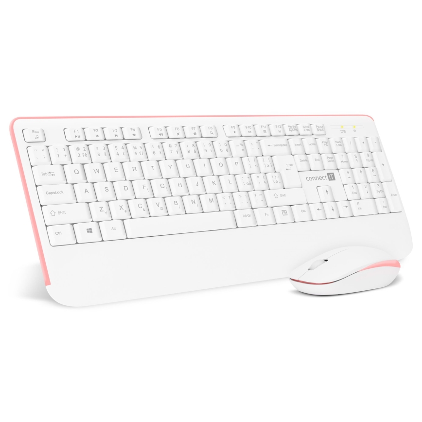 CONNECT IT CKM-7801-CS - Wireless keyboard and mouse 1200 DPI with CZ/SK localization 1xAAA + 1xAA white/pink