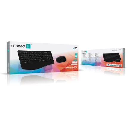 CONNECT IT CKM-7803-CS - Wireless keyboard and mouse 1200 DPI with CZ/SK localization 1xAAA + 1xAA black