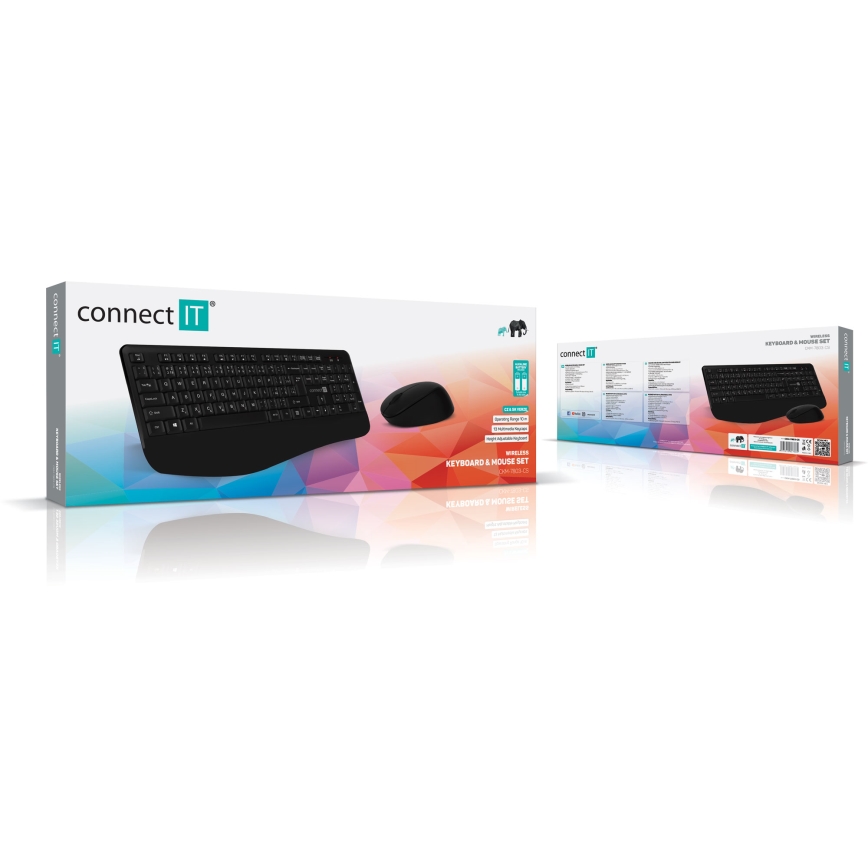 CONNECT IT CKM-7803-CS - Wireless keyboard and mouse 1200 DPI with CZ/SK localization 1xAAA + 1xAA black