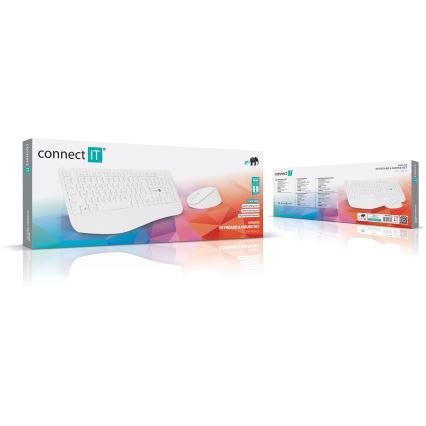 CONNECT IT CKM-7804-CS - Wireless keyboard and mouse 1200 DPI with CZ/SK localization 1xAAA + 1xAA white