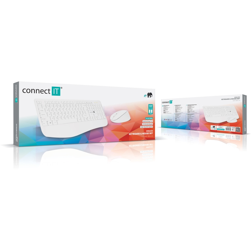 CONNECT IT CKM-7804-CS - Wireless keyboard and mouse 1200 DPI with CZ/SK localization 1xAAA + 1xAA white