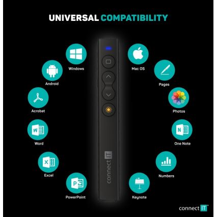 CONNECT IT CLP-2050-BK - Wireless presenter with laser pointer 1xAAA