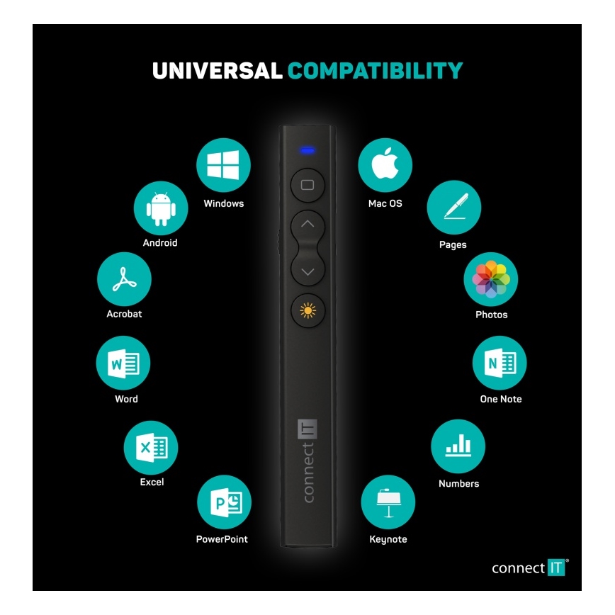 CONNECT IT CLP-2050-BK - Wireless presenter with laser pointer 1xAAA