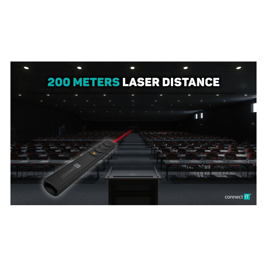 CONNECT IT CLP-2050-BK - Wireless presenter with laser pointer 1xAAA