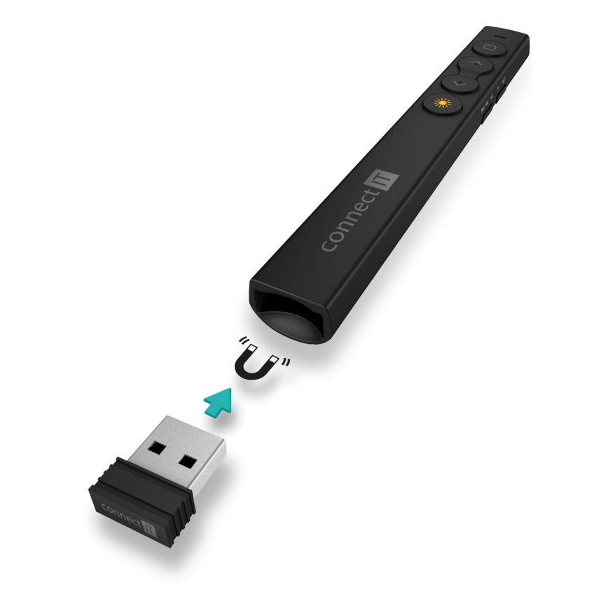 CONNECT IT CLP-2050-BK - Wireless presenter with laser pointer 1xAAA