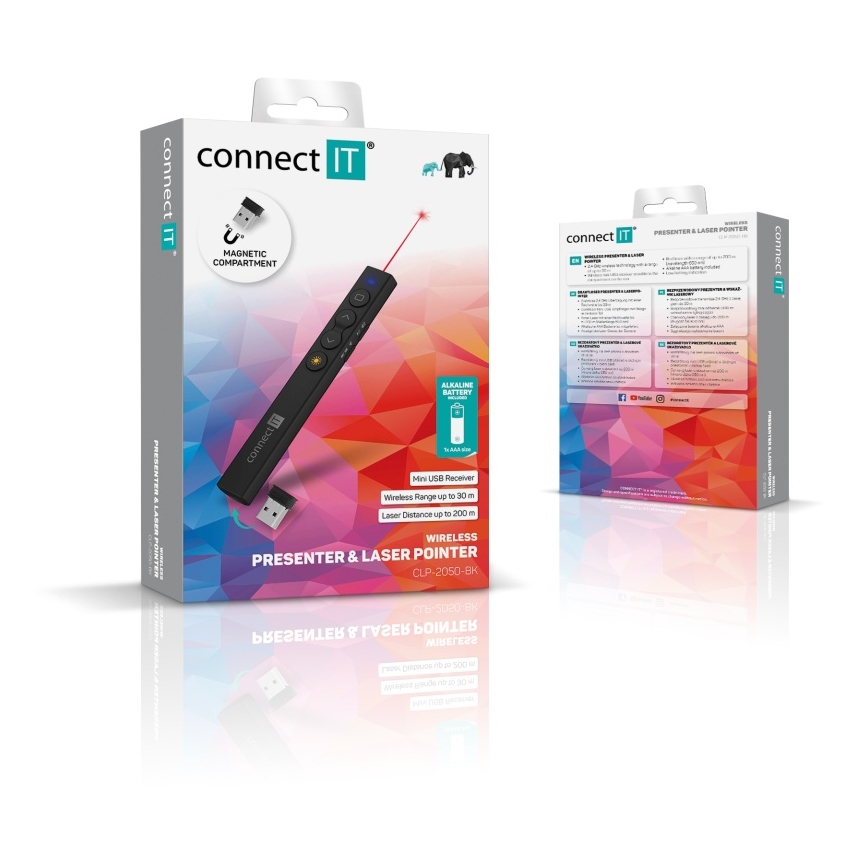 CONNECT IT CLP-2050-BK - Wireless presenter with laser pointer 1xAAA