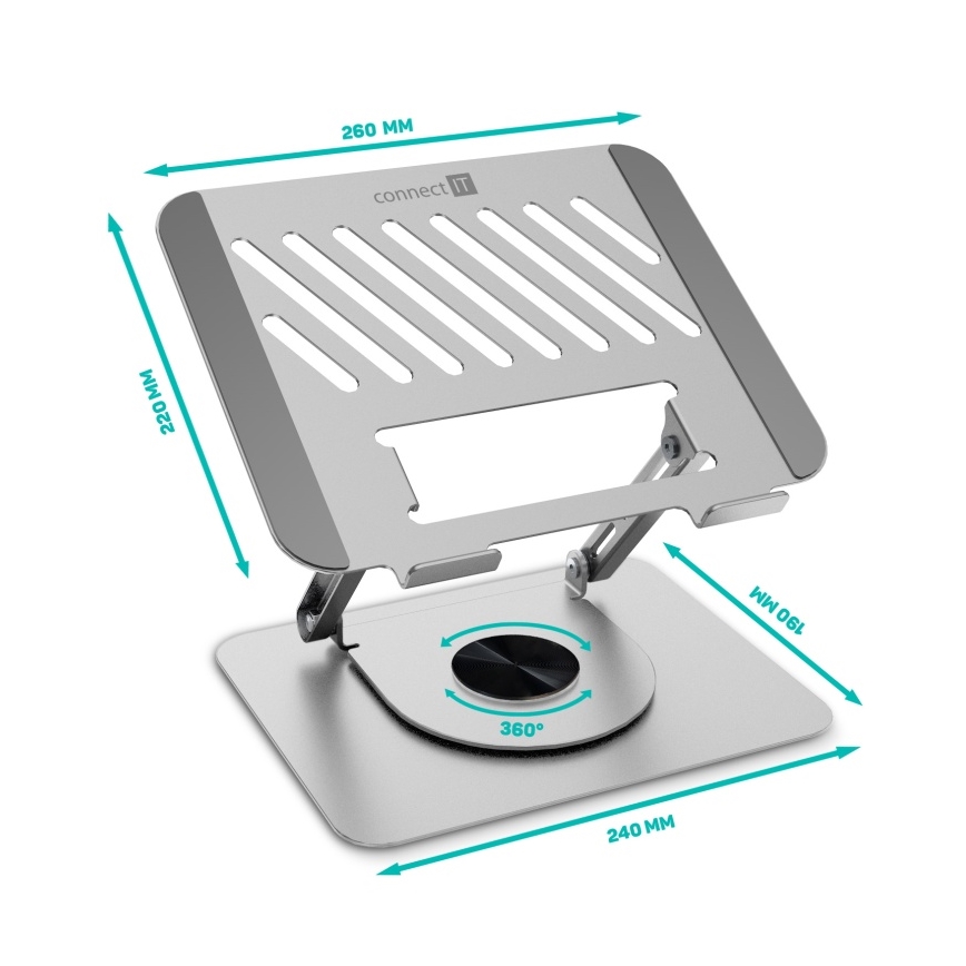 CONNECT IT CMF-2100-SL - Rotating laptop stand silver