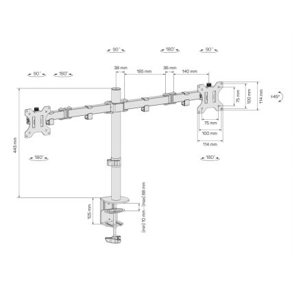 CONNECT IT CMF-3203-BK - Universal holder for 2 monitors 13-32” black