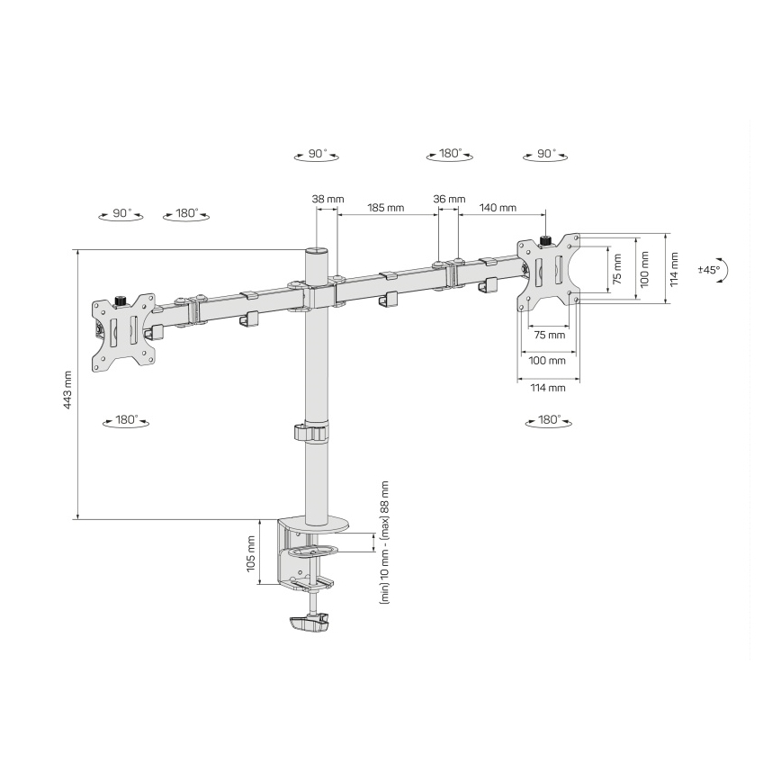 CONNECT IT CMF-3203-BK - Universal holder for 2 monitors 13-32” black