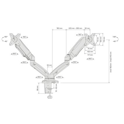 CONNECT IT CMF-3207-BK - Universal holder for 2 monitors 13-27” black
