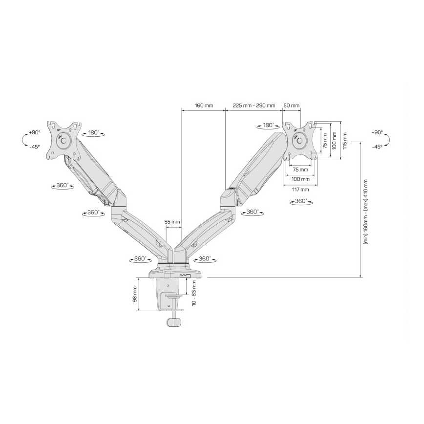 CONNECT IT CMF-3207-BK - Universal holder for 2 monitors 13-27” black