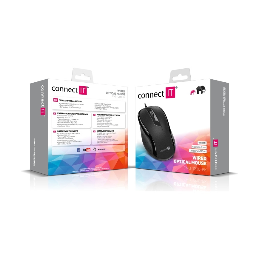 CONNECT IT CMO-1200-BK - Wired mouse 1000 DPI black