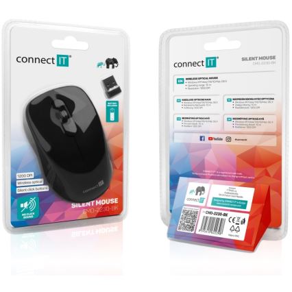 CONNECT IT CMO-2230-BK - Wireless silent mouse MUTE 1200 DPI 1xAA black