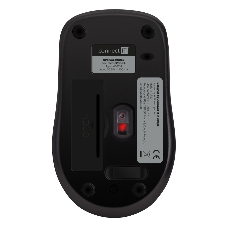 CONNECT IT CMO-2230-BL - Wireless silent mouse MUTE 1200 DPI 1xAA black/blue