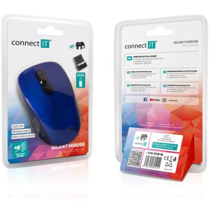 CONNECT IT CMO-2230-BL - Wireless silent mouse MUTE 1200 DPI 1xAA black/blue