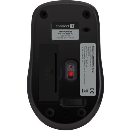 CONNECT IT CMO-2230-RD - Wireless silent mouse MUTE 1200 DPI 1xAA black/red